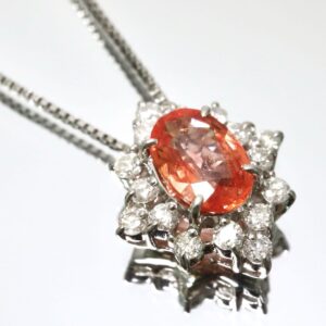 pt850 買取価格 大吉 ｜サファイヤ[Pt900/Pt850 1.23/0.43ct パパラチアサファイア/ダイヤモンドネックレス]を買取しました。【真珠買取リパール】