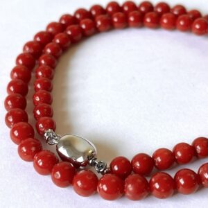 ピンク珊瑚買取価格 ｜珊瑚[本珊瑚 ネックレス ◆丸珠 約5.0-6.0mm silver刻印 約20.4g ]を買取しました。【真珠買取リパール】