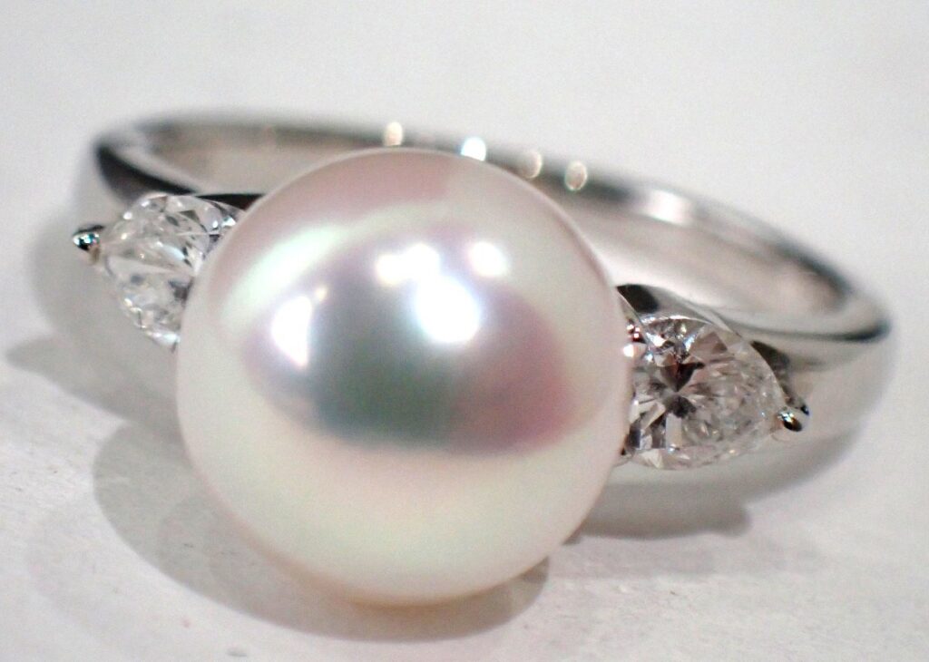 プラチナ リング 相場 ｜ダイヤモンド[タサキ Pt900 ダイヤ アコヤパールリング ペアシェープ 11号 D0.43ct]を買取しました。【真珠買取リパール】