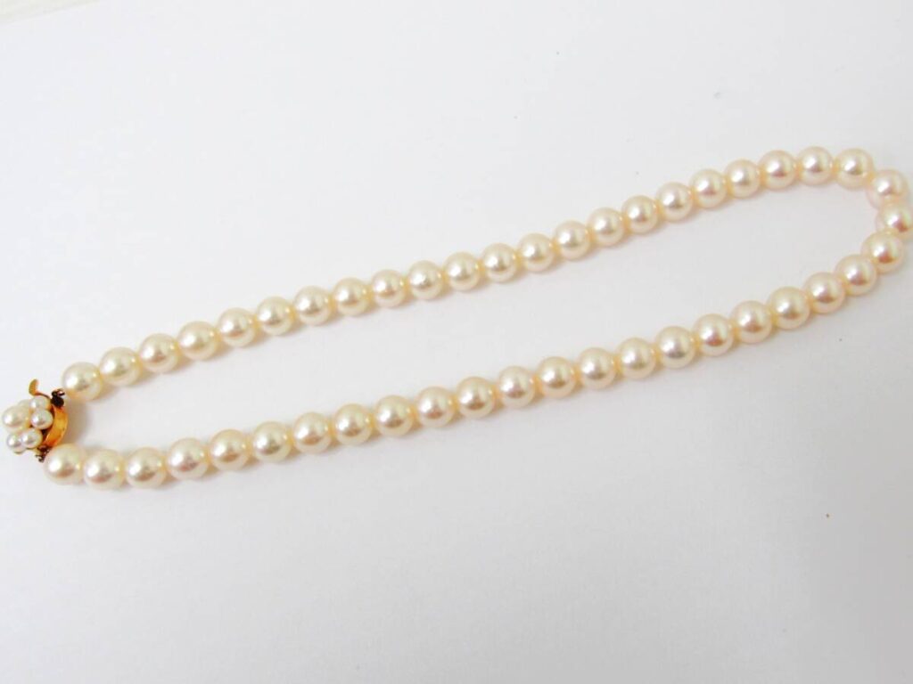 18 金 ネックレス 中古 ｜貴金属[TASAKI パールネックレス K18 本真珠 約7.5mm-8mm]を買取しました。【真珠買取リパール】