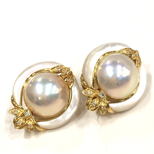マベパール 価値｜マベ真珠[K18 マベパール イヤリング 両耳 0.07ct メレダイヤ付き 真珠珠直径約14mm]を買取しました。【真珠買取リパール】
