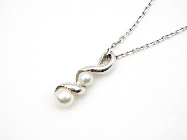 k18wg 買取 ｜アコヤ真珠[MIKIMOTO パール付ネックレス スパイラル K18WG]を買取しました。【真珠買取リパール】