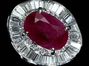 ルビー ダイヤモンド 相性 ｜ルビー[天然非加熱ルビーリング 4.07ct 極上ダイヤモンド 総計1.58ct Pt900]を買取しました。【真珠買取リパール】
