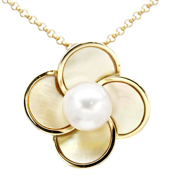k18yg 買取価格 ｜アコヤ真珠[タサキ TASAKI フラワーモチーフ K18YG パール シェル ネックレス兼ブローチ ゴールド750 7.56g]を買取しました。【真珠買取リパール】