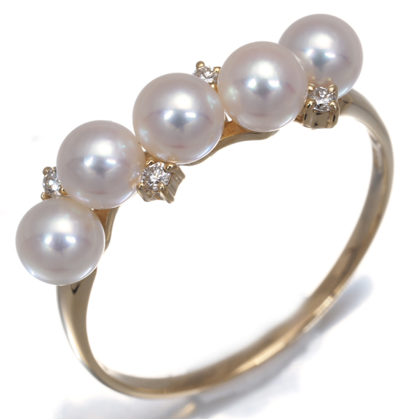 ダイヤモンド0.05 ct 相場 ｜ダイヤモンド[TASAKI パールリング ダイヤモンド 0.05ct 真珠 4.4mm K18YG]を買取しました。【真珠買取リパール】