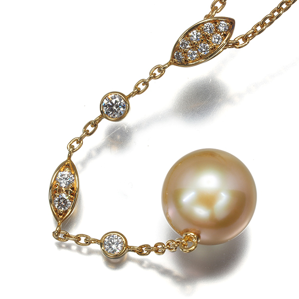k18yg 価格 ｜ダイヤモンド[ミキモト ネックレス ゴールデンパール 真珠 10.8mm ダイヤ ダイヤモンド K18YG]を買取しました。【真珠買取リパール】
