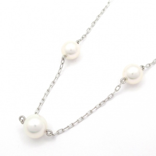 18金ホワイトゴールド 相場 ｜アコヤ真珠[Mikimoto ステーションネックレス K18WG×パール(アコヤ真珠) ]を買取しました。【真珠買取リパール】