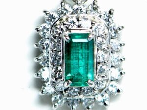 天然エメラルド0.40ct　ダイヤモンド0.41ct　PT900　ペンダントネックレス
