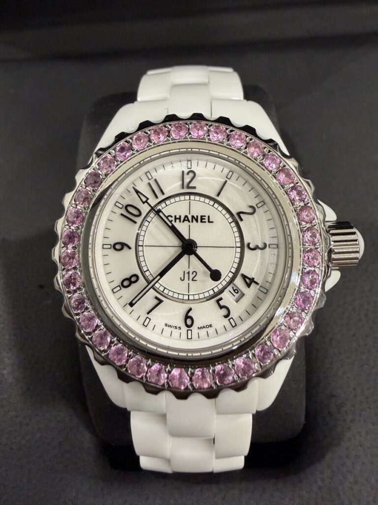 ピンク サファイア 希少 ｜サファイヤ[ピンクサファイア CHANEL J12 H0968 レディース腕時計]を買取しました。【真珠買取リパール】