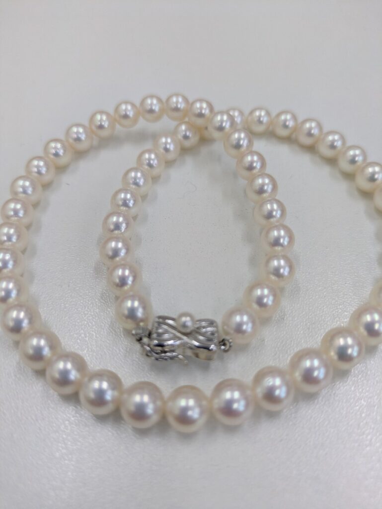 ネックレス買取 ｜アコヤ真珠[TASAKI 田崎 タサキ ピンク系　アコヤ真珠 あこや パール ネックレス ジュエリー 約7.5mm akoya pearl jewely SILVER]を買取しました。【真珠買取リパール】