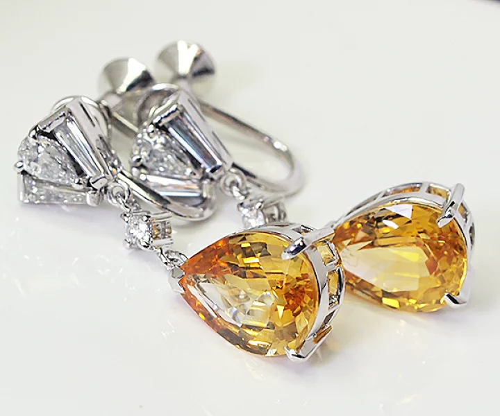 イエロー サファイア 相場 ｜サファイア[ミキモト イエローサファイア K18WG ダイヤモンドイヤリング]を買取しました。【真珠買取リパール】