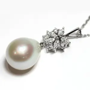 ダイヤモンド 0.6カラット 買取 ｜ダイヤモンド[ミキモト K18WG 天然パールネックレス パール15.0mm×12.6mm/ダイヤモンド0.6ct]を買取しました。【真珠買取リパール】