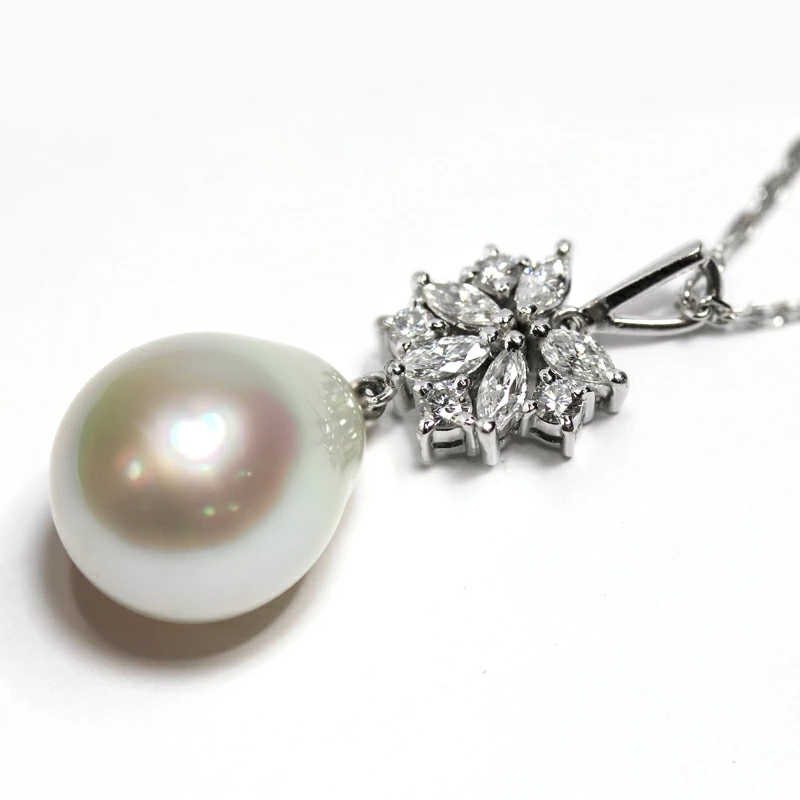 ダイヤモンド 0.6カラット 買取 ｜ダイヤモンド[ミキモト K18WG 天然パールネックレス パール15.0mm×12.6mm/ダイヤモンド0.6ct]を買取しました。【真珠買取リパール】