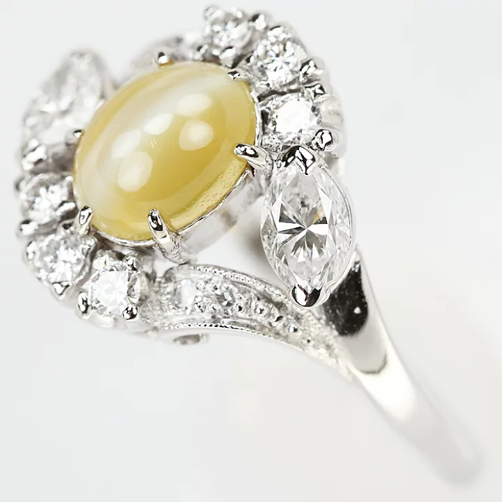 クリソベリル 買取 ｜ダイヤモンド[ミキモト クリソベリルキャッツアイ ダイヤモンドリング 1.35ct Pt850]を買取しました。【真珠買取リパール】