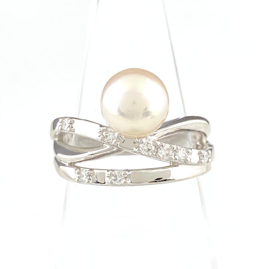 メレダイヤ 買取 ｜ダイヤモンド[TASAKI パールデザインリング Pt900 メレダイヤ 9号]を買取しました。【真珠買取リパール】