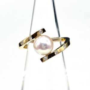 ダイヤ カラット 値段 ｜ダイヤモンド[TASAKI ア・ファインバランスリング イエローゴールド パール メレダイヤ 750]を買取しました。【真珠買取リパール】