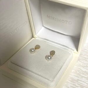 ダイヤ ピアス 買取 ｜ダイヤモンド[ミキモトイヤリングk18 7.8mm ダイヤ付き]を買取しました。【真珠買取リパール】