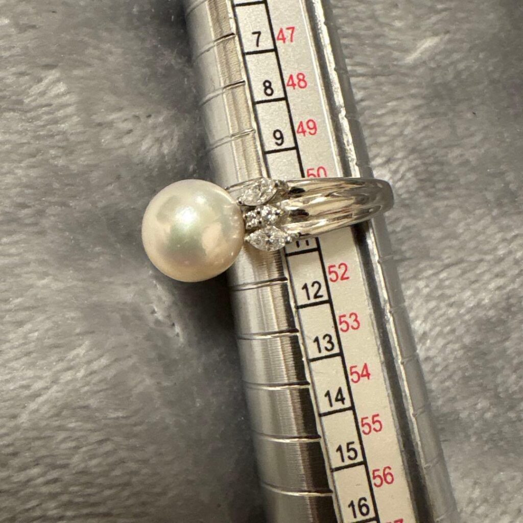 プラチナリング 買取 ｜アコヤ真珠[アコヤ真珠 9mm プラチナpt900 リング 0.32 ct]を買取しました。【真珠買取リパール】