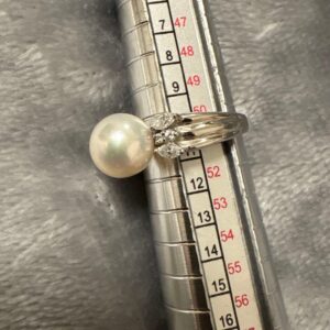 プラチナリング 買取 ｜アコヤ真珠[アコヤ真珠 9mm プラチナpt900 リング 0.32 ct]を買取しました。【真珠買取リパール】