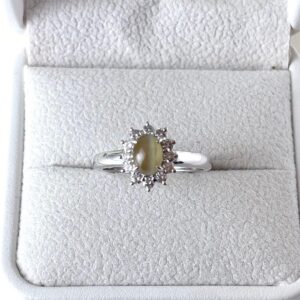 プラチナ900 指輪 買取価格 ｜ダイヤモンド[【タサキ】Pt900 クリソベリルキャッツアイ　ダイヤモンド]を買取しました。【真珠買取リパール】