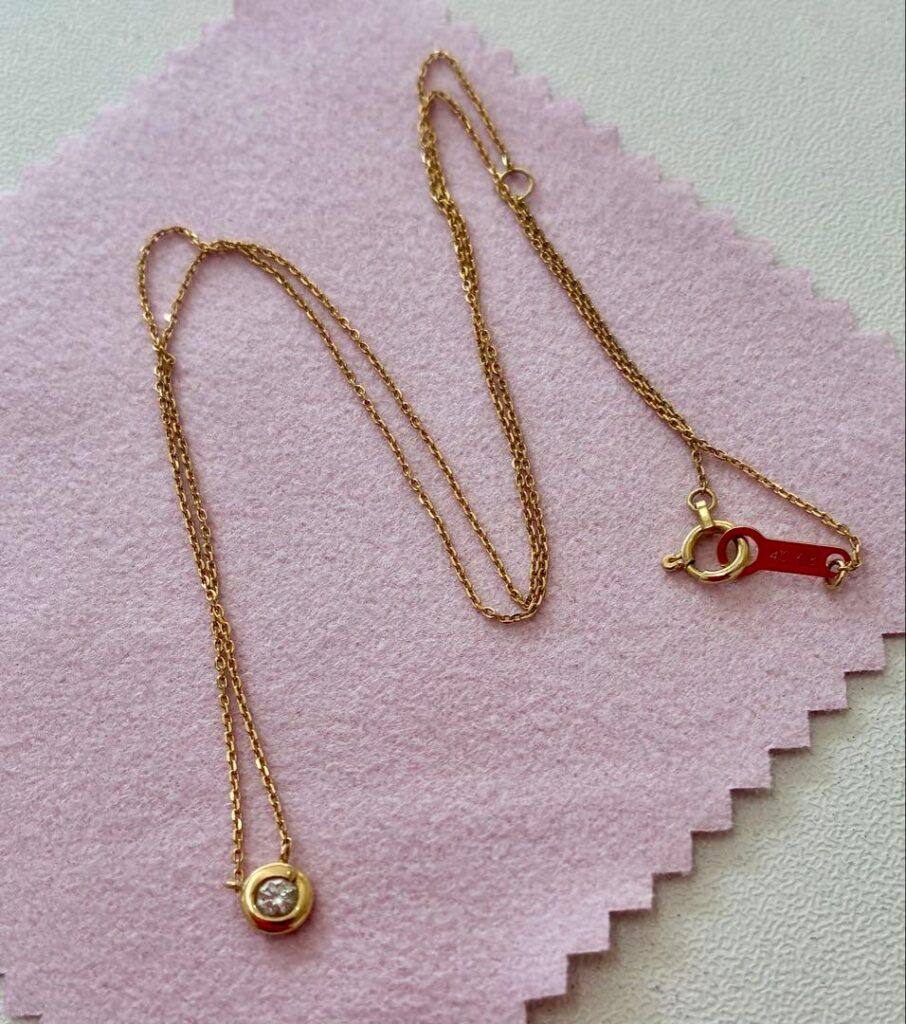 ダイヤモンド 0.1カラット 買取相場 ｜ダイヤモンド[【4℃】K18イエローゴールド ネックレス 約0.1ct]を買取しました。【真珠買取リパール】