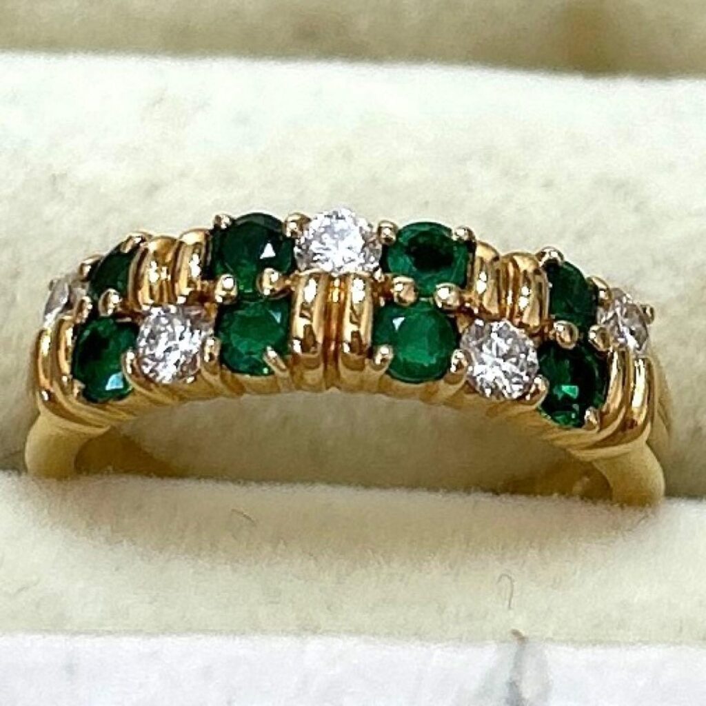 エメラルド 指輪 ブランド ｜エメラルド[D0.28ct エメラルド0.47ct k18 指輪10号]を買取しました。【真珠買取リパール】