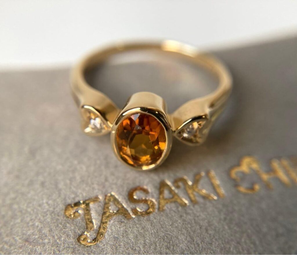 18金指輪買取 ｜ダイヤモンド[1P シトリン　ダイヤモンド　ハート　イエローゴールド　リング　k18]を買取しました。【真珠買取リパール】