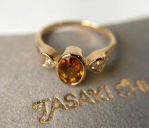 18金指輪買取 ｜ダイヤモンド[1P シトリン　ダイヤモンド　ハート　イエローゴールド　リング　k18]を買取しました。【真珠買取リパール】