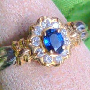 pt900 ダイヤ ピアス ｜サファイア[★pt900＆K18★ブルーサファイア ダイヤモンド取巻きFLOWERリング指輪]を買取しました。【真珠買取リパール】