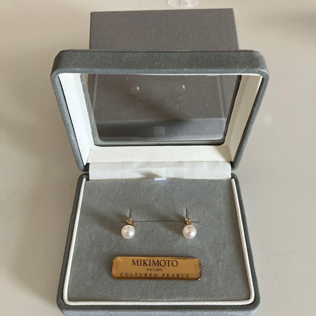 ダイヤモンドピアス 買取 ｜ダイヤモンド[18金 ダイヤ付きパールピアス]を買取しました。【真珠買取リパール】