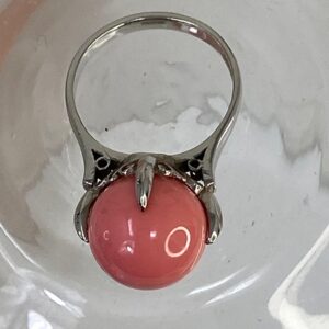 14金ホワイトゴールド 相場 ｜珊瑚[k14WG 14金　人工珊瑚　ホワイトゴールドリング　13.5号]を買取しました。【真珠買取リパール】