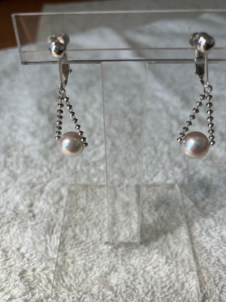 14kとは ｜アコヤ真珠[あこや　イヤリング　ねじ式　14K ビーズ　ホワイトゴールド]を買取しました。【真珠買取リパール】