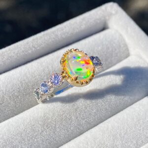 天然 オパール 相場 ｜サファイア[天然オパール＆非加熱サファイア　アミュレットリング]を買取しました。【真珠買取リパール】