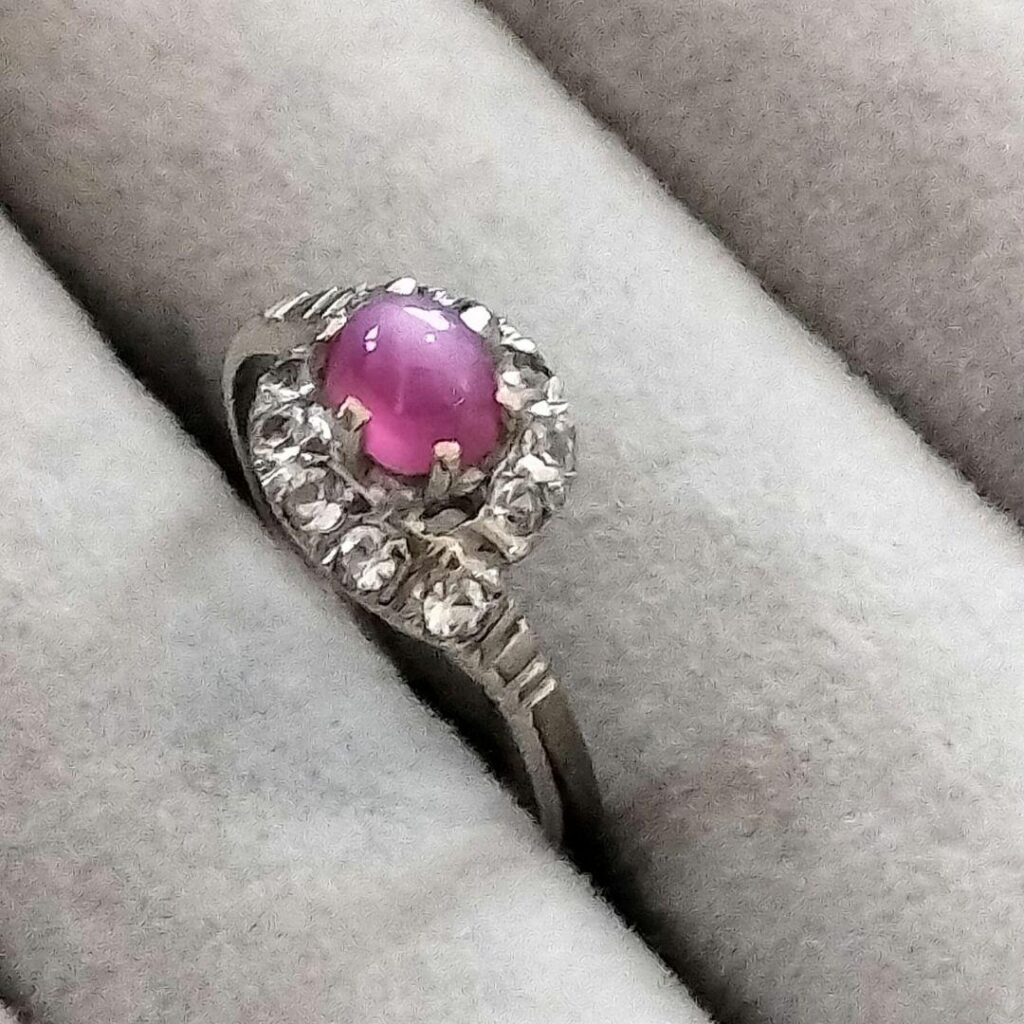 スタールビー 価格 ｜ルビー[k14wg◆スタールビー ダイヤモンド リング◆ホワイトゴールド 8.5号]を買取しました。【真珠買取リパール】