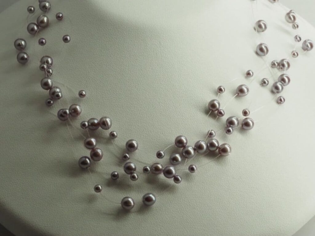 k10wg 買取価格 ｜貴金属[田崎真珠　TASAKI　タサキ　パープル5連パールネックレス　K10WG40cm]を買取しました。【真珠買取リパール】