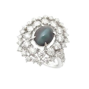 キャッツアイ 本物 値段 ｜ダイヤモンド[ミキモト アレキサンドライトキャッツアイ・ダイヤ リング 1.92ct・1.46ct Pt950]を買取しました。【真珠買取リパール】