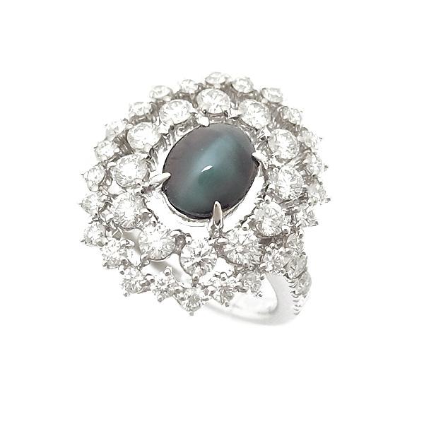 キャッツアイ 本物 値段 ｜ダイヤモンド[ミキモト アレキサンドライトキャッツアイ・ダイヤ リング 1.92ct・1.46ct Pt950]を買取しました。【真珠買取リパール】