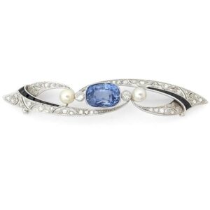 非加熱サファイア買取 ｜サファイア [ミキモト 帯留め 非加熱サファイア/ダイヤ  プラチナ]を買取しました。【真珠買取リパール】