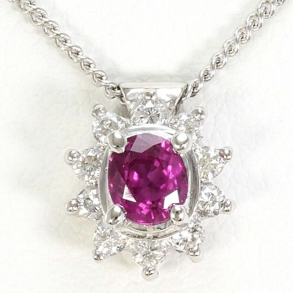 プラチナ 850 ｜ルビー[PT900　PT850　ネックレス　necklace　ルビー　0.32　ダイヤ　0.14　総重量約3.7g　約40cm]を買取しました。【真珠買取リパール】