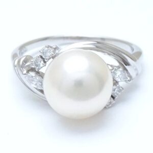 古い真珠 買取 ｜ 真珠指輪[パール リング 指輪 真珠9.3ミリ ダイヤモンド 15号 Pt900]を買取しました。【真珠買取リパール】