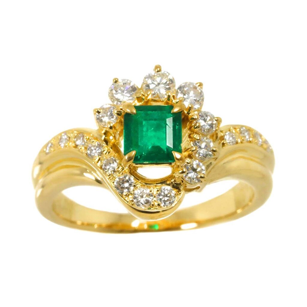 43カラット ダイヤ 値段 ｜ダイヤモンド[タサキ TASAKI 10号 リング ダイヤ 0.43ct エメラルド 0.30ct K18 YG イエローゴールド 750 指輪]を買取しました。【真珠買取リパール】