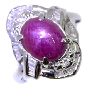 プラチナ900 相場 ｜ルビー[RU4.08ct/FD:0.37ct/7月誕生石・天然スタールビー・ダイヤモンド リング・指輪・アステリズム/Pt900-7.7g/13号]を買取しました。【真珠買取リパール】