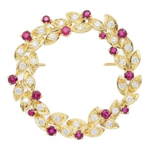 ダイヤモンド 0.8カラット 買取価格 ｜ダイヤモンド [ミキモト ルビー・ダイヤモンドブローチ・ピンタック/RU1.42ct/FD:0.7ct/K18YG]を買取しました。【真珠買取リパール】