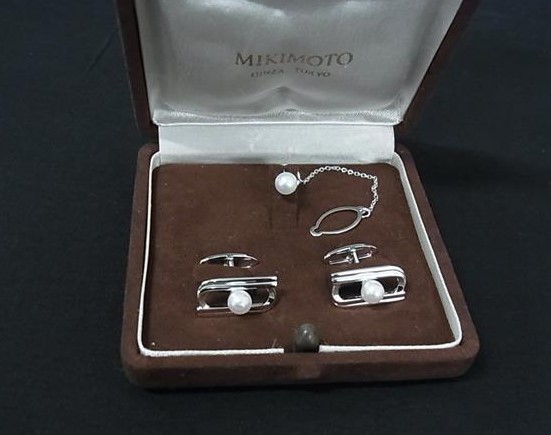 カフス アコヤ真珠 買取 ｜ミキモト カフス ピンバッチセット