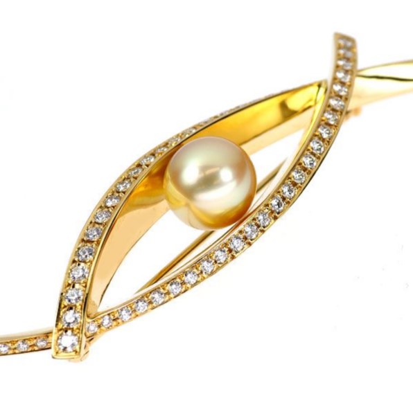 ブローチ ゴールデンパール 買取 ｜ミキモト ダイヤ パールブローチ 約19.7g