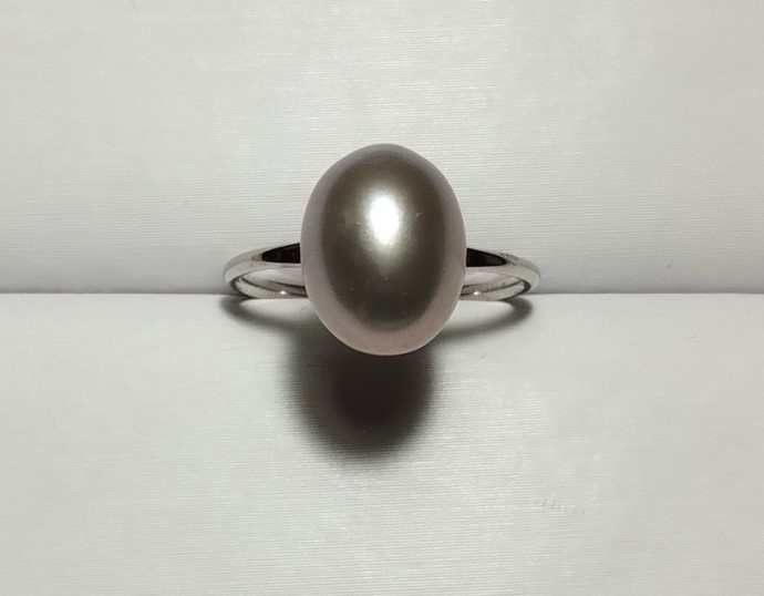 指輪 淡水パール 買取 ｜染めグレー系 大粒パールリングを