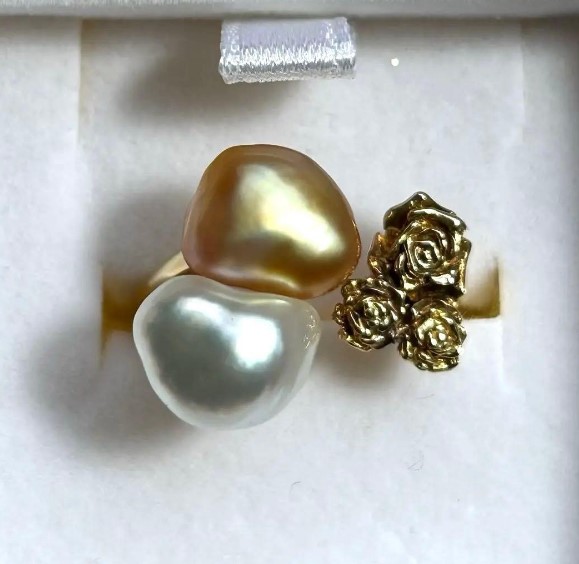 指輪 ケシ真珠 買取 ｜バラモチーフ パールリング
