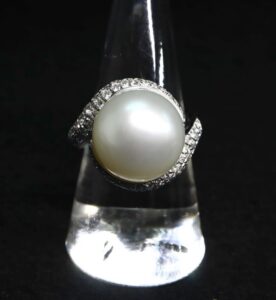 指輪 白蝶真珠 買取 ｜ダイヤ パールリング 16.9g