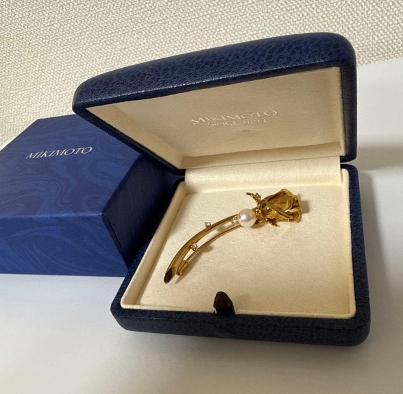 ブローチ アコヤ真珠 買取 ｜ミキモト ダイヤ パールブローチ
