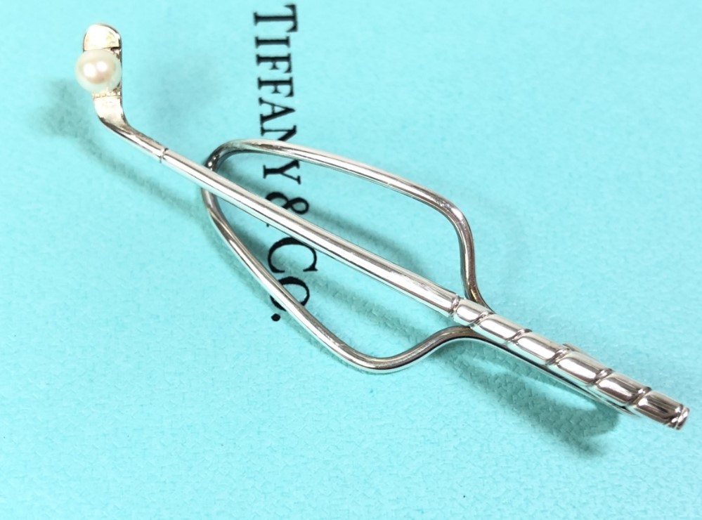 ネクタイピン 淡水パール 買取 ｜ティファニー ゴルフクラブ型 パールネクタイピン 3g